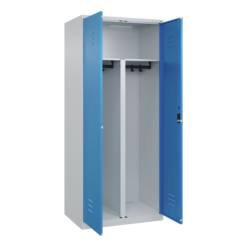 Produktabbildung Nr. 1: C+P PSA Doppel-Spind Classic PLUS, 2 Abteile, HxBxT 1.850 x 800 x 500 mm, lichtgrau, lichtblau, Zylinderschloss