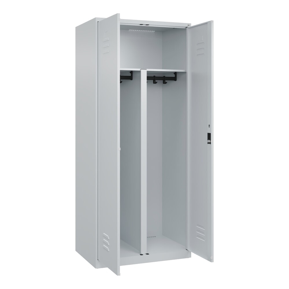 Produktabbildung Nr. 1: C+P PSA Doppel-Spind Classic PLUS, 2 Abteile, HxBxT 1.850 x 800 x 500 mm, lichtgrau, lichtgrau, Zylinderschloss