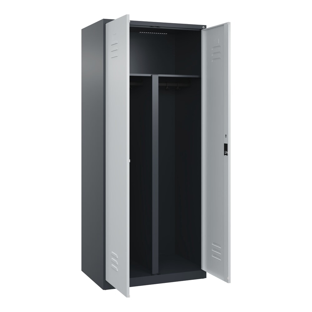 Produktabbildung Nr. 1: C+P PSA Doppel-Spind Classic PLUS, 2 Abteile, HxBxT 1.850 x 800 x 500 mm, anthrazitgrau, lichtgrau, Zylinderschloss