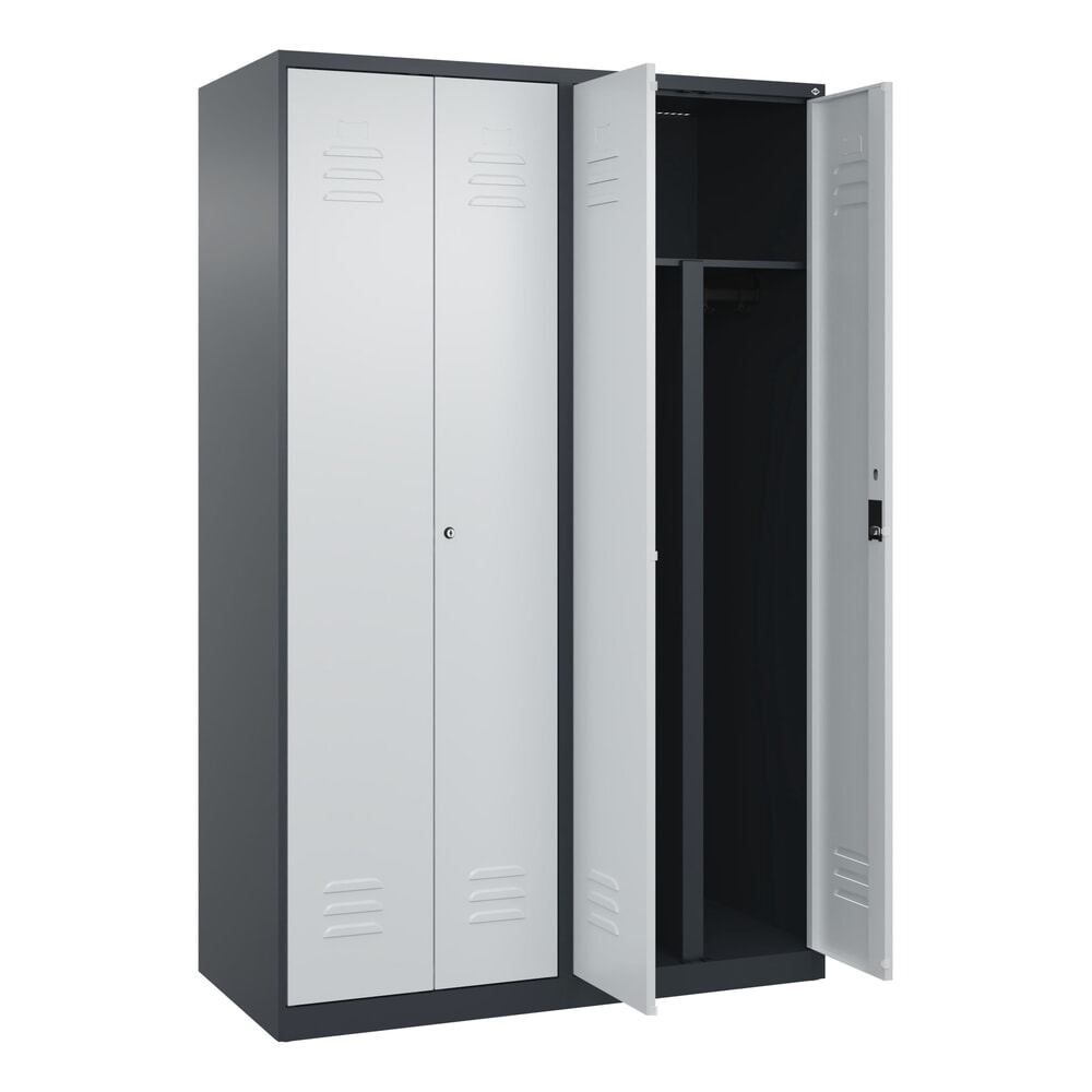 Produktabbildung Nr. 1: C+P PSA Doppel-Spind Classic PLUS, 4 Abteile, HxBxT 1.850 x 1.200 x 500 mm, anthrazitgrau, lichtgrau, Zylinderschloss