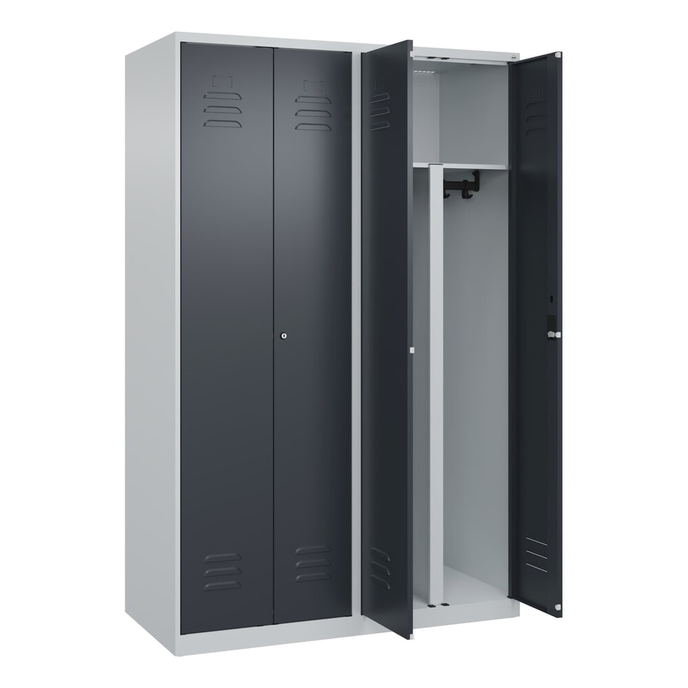 Produktabbildung Nr. 1: C+P PSA Doppel-Spind Classic PLUS, 4 Abteile, HxBxT 1.850 x 1.200 x 500 mm, lichtgrau, anthrazitgrau, Zylinderschloss