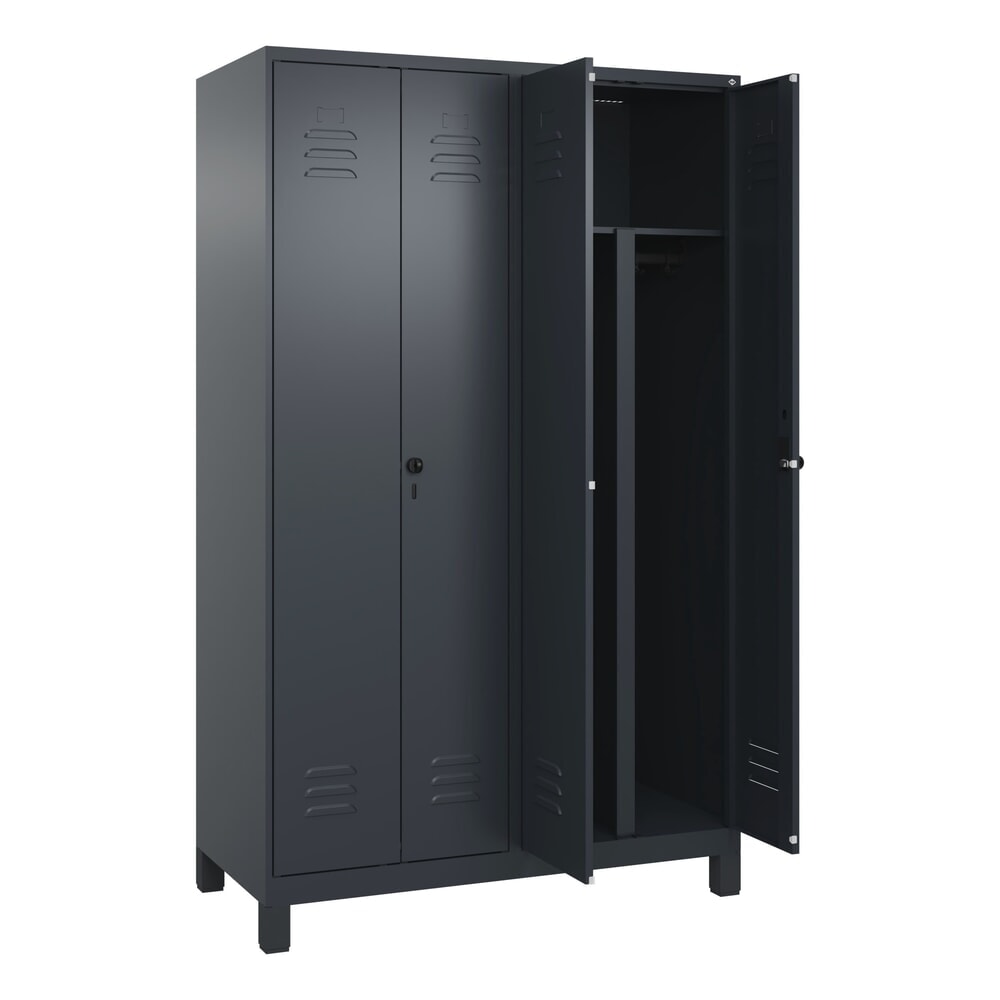 C+P PSA Doppel-Spind Classic PLUS, Füße, 4 Abteile, HxBxT 1.950 x 1.200 x 500 mm, anthrazitgrau, anthrazitgrau, für Vorhängeschloss Produktabbildung Nr. 1: C+P PSA Doppel-Spind Classic PLUS, Füße, 4 Abteile, HxBxT 1.950 x 1.200 x 500 mm, anthrazitgrau, anthrazitgrau, für Vorhängeschloss