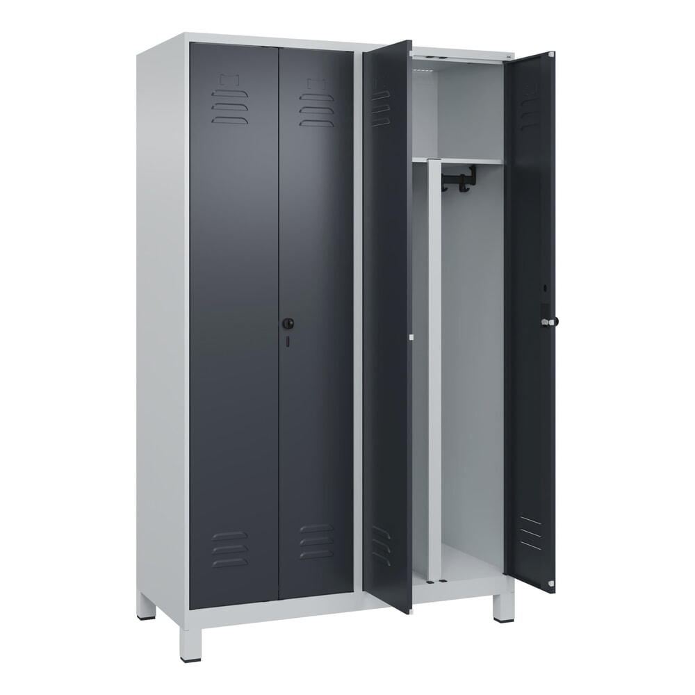 C+P PSA Doppel-Spind Classic PLUS, Füße, 4 Abteile, HxBxT 1.950 x 1.200 x 500 mm, lichtgrau, anthrazitgrau, für Vorhängeschloss Produktabbildung: C+P PSA Doppel-Spind Classic PLUS, Füße, 4 Abteile, HxBxT 1.950 x 1.200 x 500 mm, lichtgrau, anthrazitgrau, für Vorhängeschloss