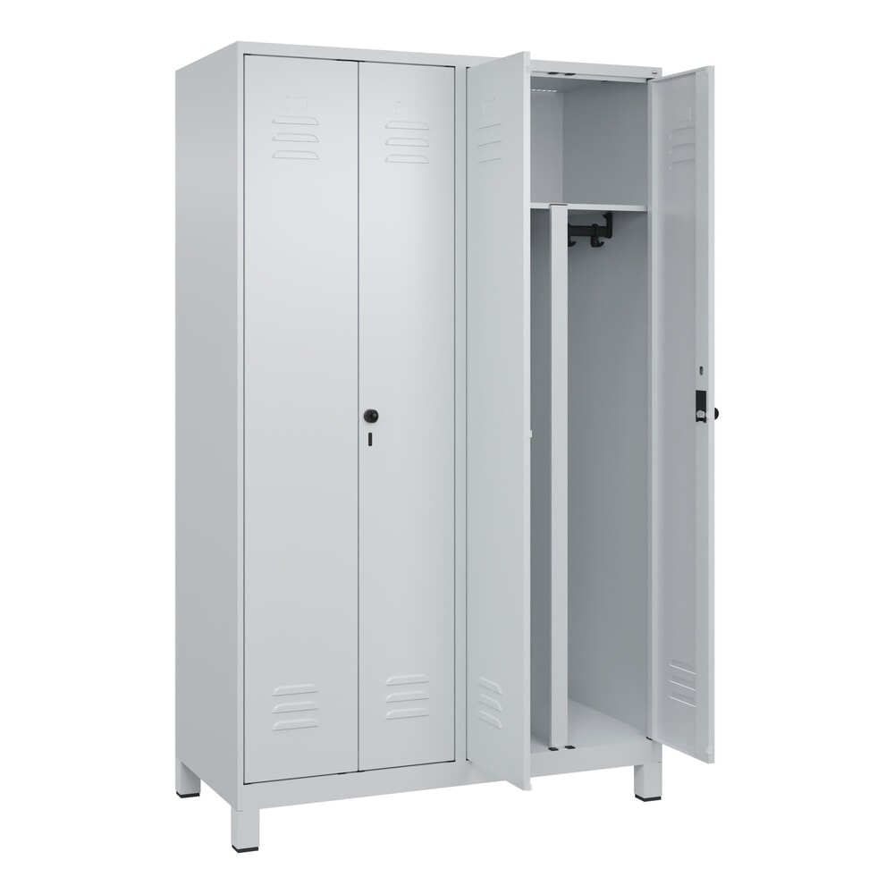 C+P PSA Doppel-Spind Classic PLUS, Füße, 4 Abteile, HxBxT 1.950 x 1.200 x 500 mm, lichtgrau, lichtgrau, für Vorhängeschloss Produktabbildung Nr. 1: C+P PSA Doppel-Spind Classic PLUS, Füße, 4 Abteile, HxBxT 1.950 x 1.200 x 500 mm, lichtgrau, lichtgrau, für Vorhängeschloss