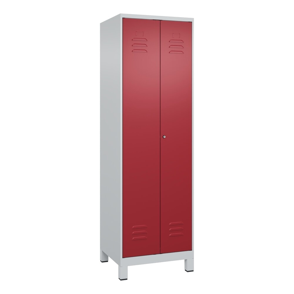 Produktabbildung Nr. 9: C+P PSA Doppel-Spind Classic PLUS, Füße, 2 Abteile, HxBxT 1.950 x 600 x 500 mm, lichtgrau, rubinrot, Zylinderschloss