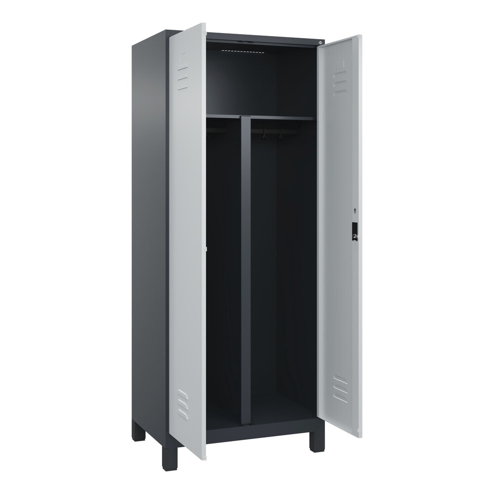 C+P PSA Doppel-Spind Classic PLUS, Füße, 2 Abteile, HxBxT 1.950 x 800 x 500 mm, anthrazitgrau, lichtgrau, Zylinderschloss Produktabbildung Nr. 1: C+P PSA Doppel-Spind Classic PLUS, Füße, 2 Abteile, HxBxT 1.950 x 800 x 500 mm, anthrazitgrau, lichtgrau, Zylinderschloss