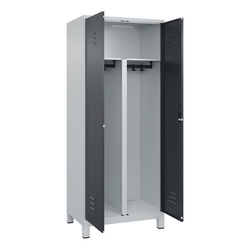C+P PSA Doppel-Spind Classic PLUS, Füße, 2 Abteile, HxBxT 1.950 x 800 x 500 mm, lichtgrau, anthrazitgrau, Zylinderschloss Produktabbildung Nr. 1: C+P PSA Doppel-Spind Classic PLUS, Füße, 2 Abteile, HxBxT 1.950 x 800 x 500 mm, lichtgrau, anthrazitgrau, Zylinderschloss