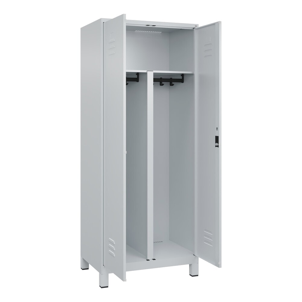 C+P PSA Doppel-Spind Classic PLUS, Füße, 2 Abteile, HxBxT 1.950 x 800 x 500 mm, lichtgrau, lichtgrau, Zylinderschloss Produktabbildung: C+P PSA Doppel-Spind Classic PLUS, Füße, 2 Abteile, HxBxT 1.950 x 800 x 500 mm, lichtgrau, lichtgrau, Zylinderschloss