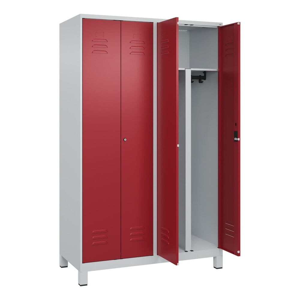 C+P PSA Doppel-Spind Classic PLUS, Füße, 4 Abteile, HxBxT 1.950 x 1.200 x 500 mm, lichtgrau, rubinrot, Zylinderschloss Produktabbildung Nr. 1: C+P PSA Doppel-Spind Classic PLUS, Füße, 4 Abteile, HxBxT 1.950 x 1.200 x 500 mm, lichtgrau, rubinrot, Zylinderschloss
