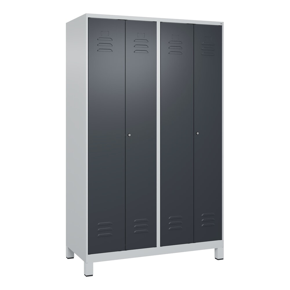 Produktabbildung Nr. 9: C+P PSA Doppel-Spind Classic PLUS, Füße, 4 Abteile, HxBxT 1.950 x 1.200 x 500 mm, lichtgrau, anthrazitgrau, Zylinderschloss