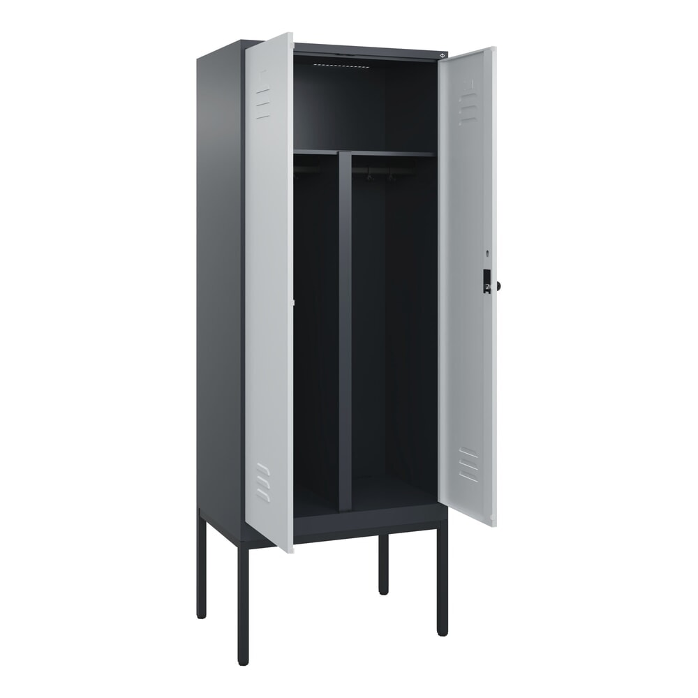 Produktabbildung Nr. 1: C+P PSA Doppel-Spind Classic PLUS, Gestell, 2 Abteile, HxBxT 2.120 x 800 x 500 mm, anthrazitgrau, lichtgrau, für Vorhängeschloss