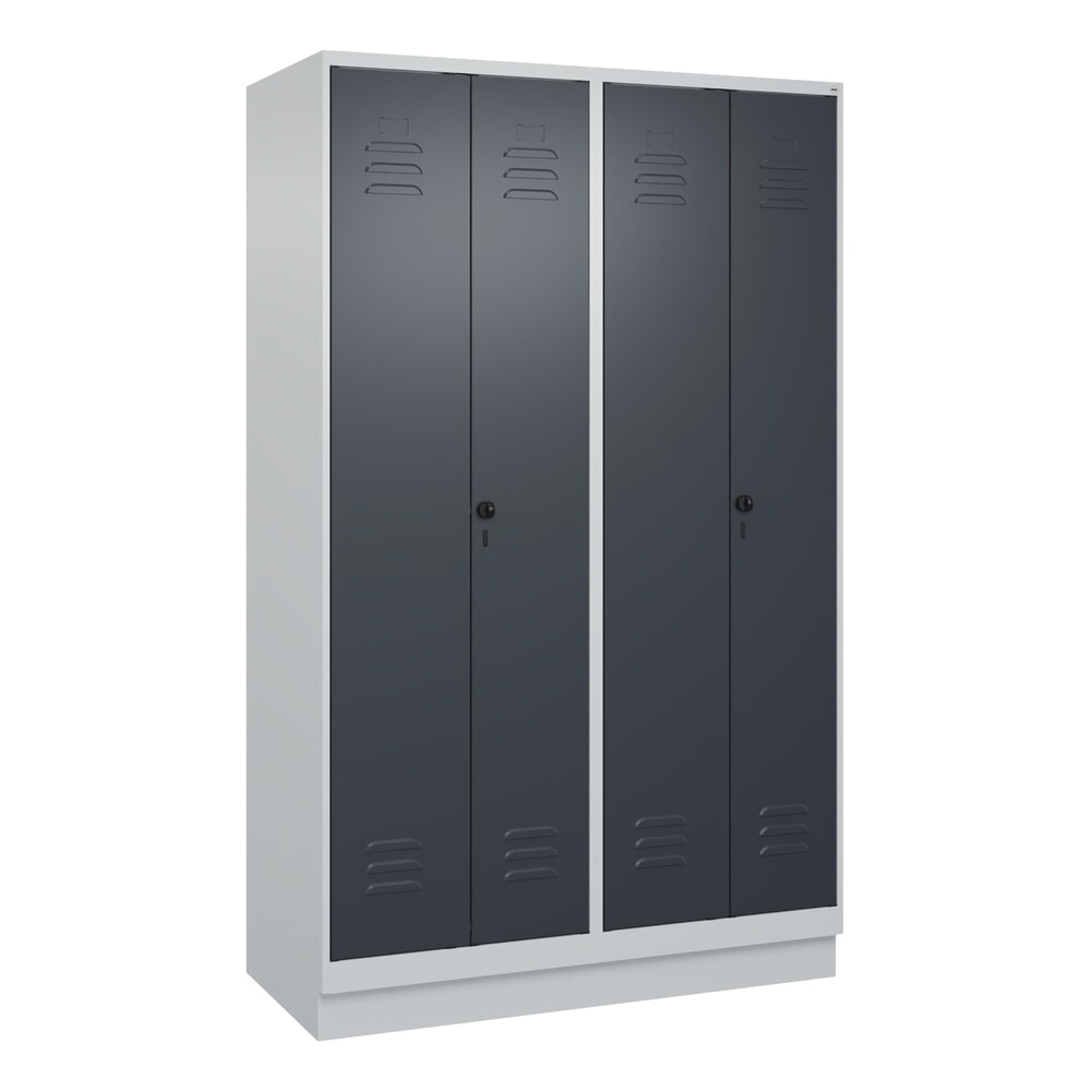 Produktabbildung Nr. 9: C+P PSA Doppel-Spind Classic PLUS, Sockel, 4 Abteile, HxBxT 1.950 x 1.200 x 500 mm, lichtgrau, anthrazitgrau, für Vorhängeschloss