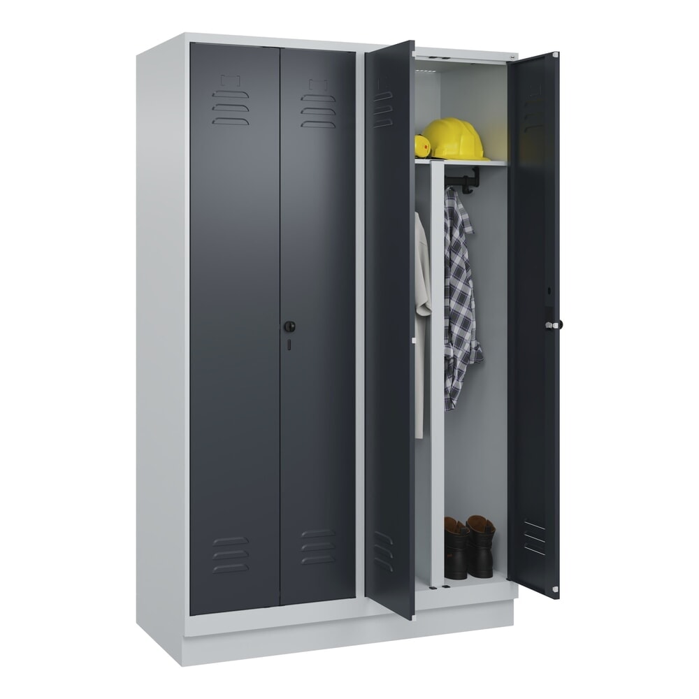 Produktabbildung Nr. 10: C+P PSA Doppel-Spind Classic PLUS, Sockel, 4 Abteile, HxBxT 1.950 x 1.200 x 500 mm, lichtgrau, anthrazitgrau, für Vorhängeschloss