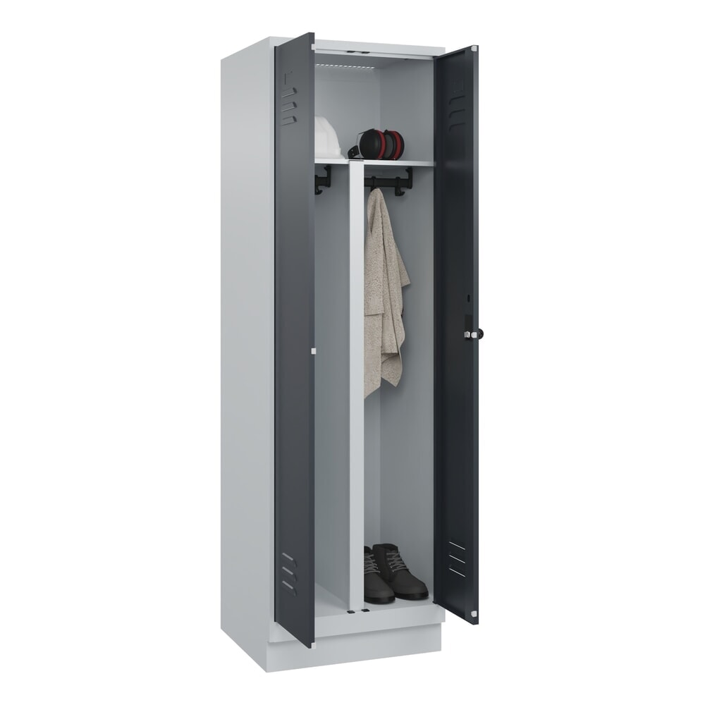 Produktabbildung Nr. 9: C+P PSA Doppel-Spind Classic PLUS, Sockel, 2 Abteile, HxBxT 1.950 x 600 x 500 mm, lichtgrau, anthrazitgrau, für Vorhängeschloss