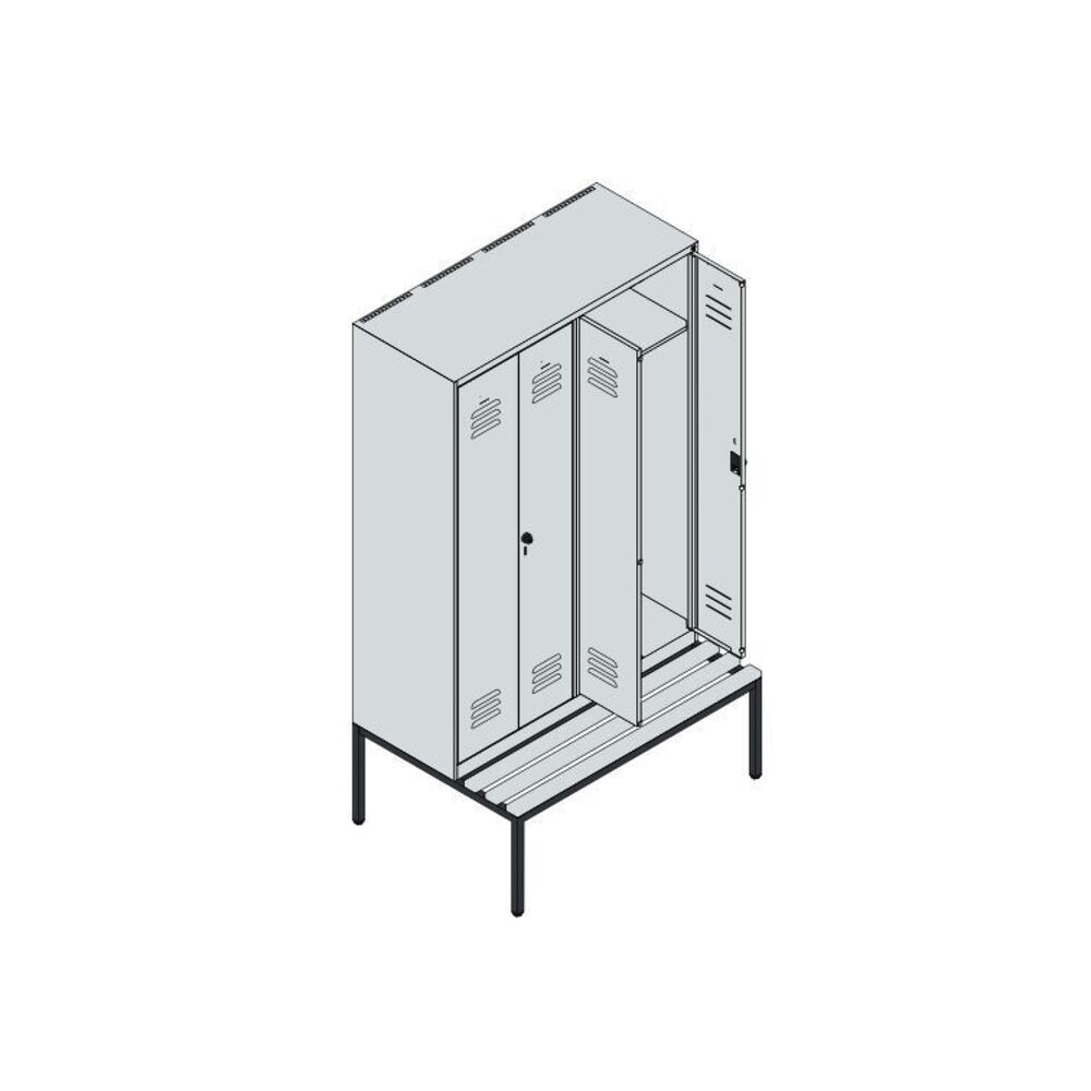 Produktabbildung Nr. 8: C+P PSA Doppel-Spind Classic PLUS, 4 Abteile, HxBxT 2.120 x 1.200 x 815 mm, Zylinderschloss, untergebaute Bank aus Buche, anthrazitgrau, lichtgrau