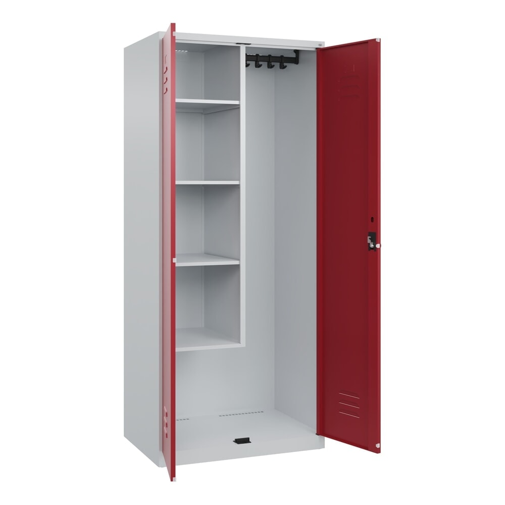 C+P Putzmittel-Spind Classic PLUS, 2 Abteile, HxBxT 1.850 x 800 x 500 mm, lichtgrau, rubinrot, für Vorhängeschloss Produktabbildung Nr. 1: C+P Putzmittel-Spind Classic PLUS, 2 Abteile, HxBxT 1.850 x 800 x 500 mm, lichtgrau, rubinrot, für Vorhängeschloss