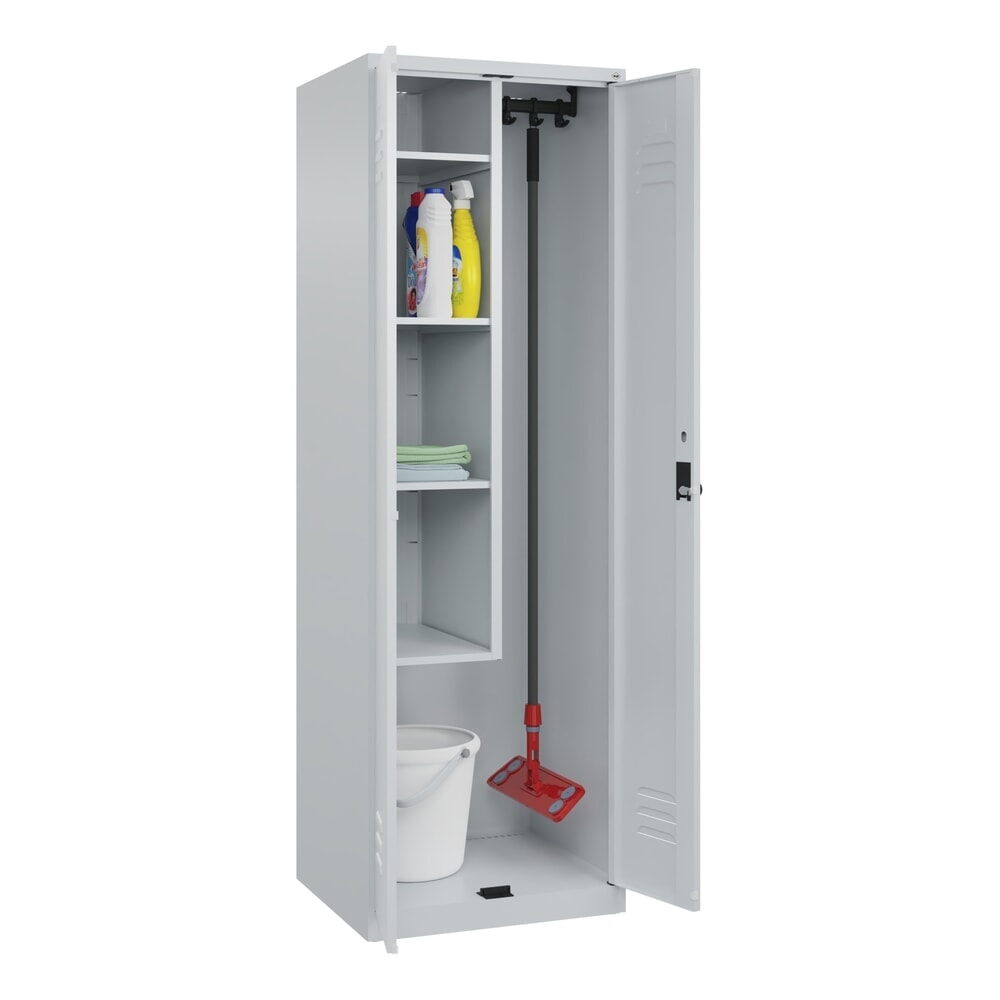 Produktabbildung Nr. 10: C+P Putzmittel-Spind Classic PLUS, 2 Abteile, HxBxT 1.850 x 600 x 500 mm, lichtgrau, lichtgrau, für Vorhängeschloss