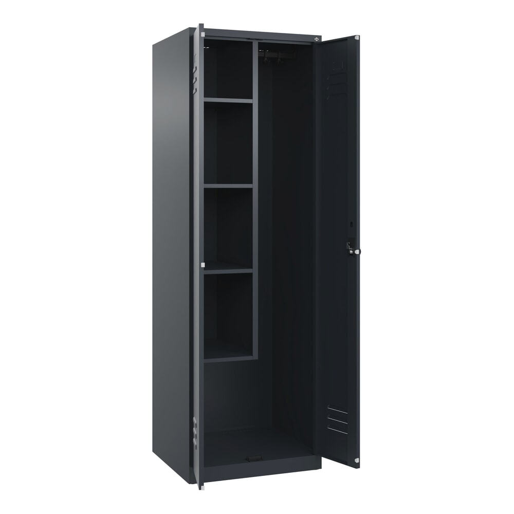 C+P Putzmittel-Spind Classic PLUS, 2 Abteile, HxBxT 1.850 x 600 x 500 mm, anthrazitgrau, anthrazitgrau, für Vorhängeschloss Produktabbildung Nr. 1: C+P Putzmittel-Spind Classic PLUS, 2 Abteile, HxBxT 1.850 x 600 x 500 mm, anthrazitgrau, anthrazitgrau, für Vorhängeschloss