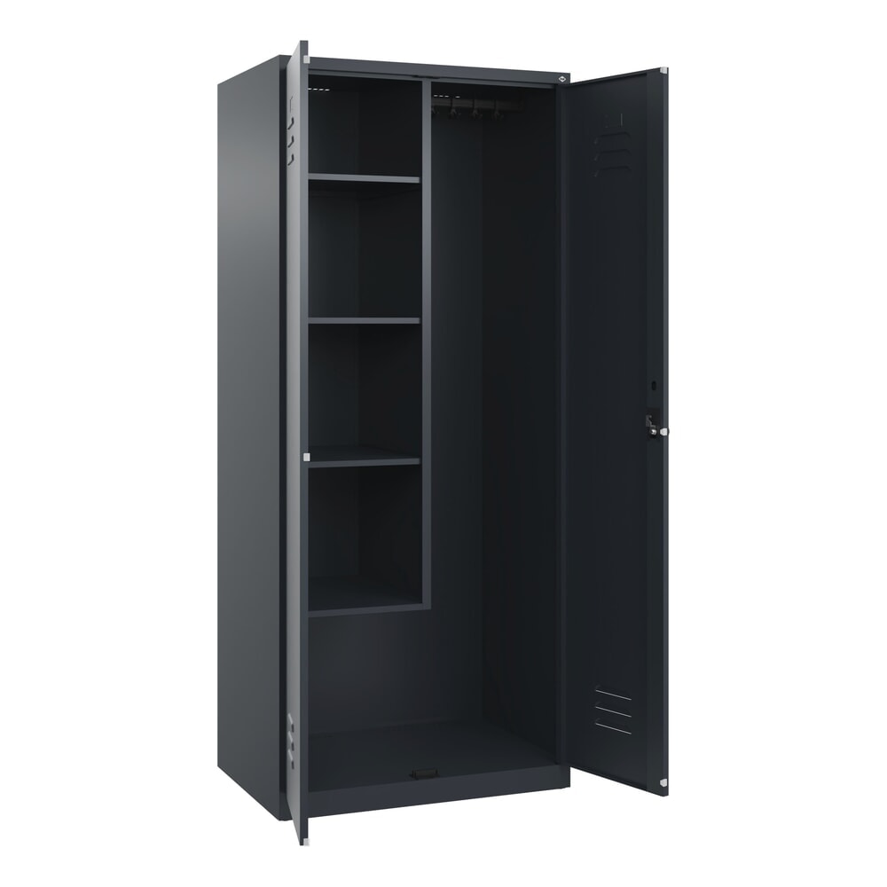 C+P Putzmittel-Spind Classic PLUS, 2 Abteile, HxBxT 1.850 x 800 x 500 mm, anthrazitgrau, anthrazitgrau, für Vorhängeschloss Produktabbildung Nr. 1: C+P Putzmittel-Spind Classic PLUS, 2 Abteile, HxBxT 1.850 x 800 x 500 mm, anthrazitgrau, anthrazitgrau, für Vorhängeschloss