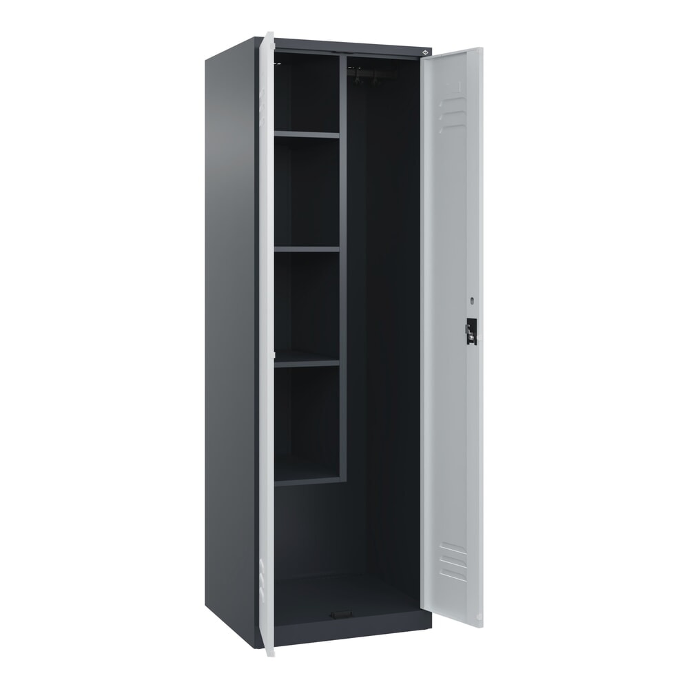 C+P Putzmittel-Spind Classic PLUS, 2 Abteile, HxBxT 1.850 x 600 x 500 mm, anthrazitgrau, lichtgrau, Zylinderschloss Produktabbildung Nr. 1: C+P Putzmittel-Spind Classic PLUS, 2 Abteile, HxBxT 1.850 x 600 x 500 mm, anthrazitgrau, lichtgrau, Zylinderschloss