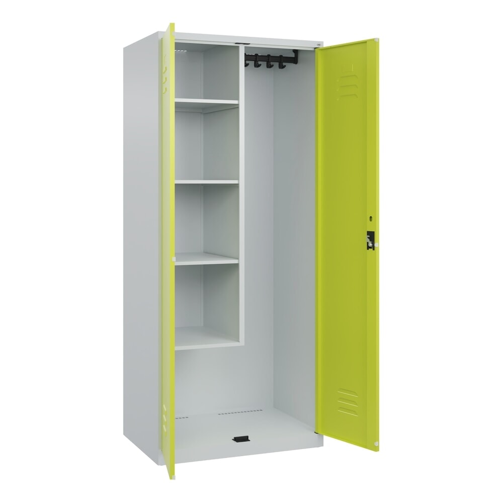 C+P Putzmittel-Spind Classic PLUS, 2 Abteile, HxBxT 1.850 x 800 x 500 mm, lichtgrau, clowngrün, Zylinderschloss Produktabbildung Nr. 1: C+P Putzmittel-Spind Classic PLUS, 2 Abteile, HxBxT 1.850 x 800 x 500 mm, lichtgrau, clowngrün, Zylinderschloss