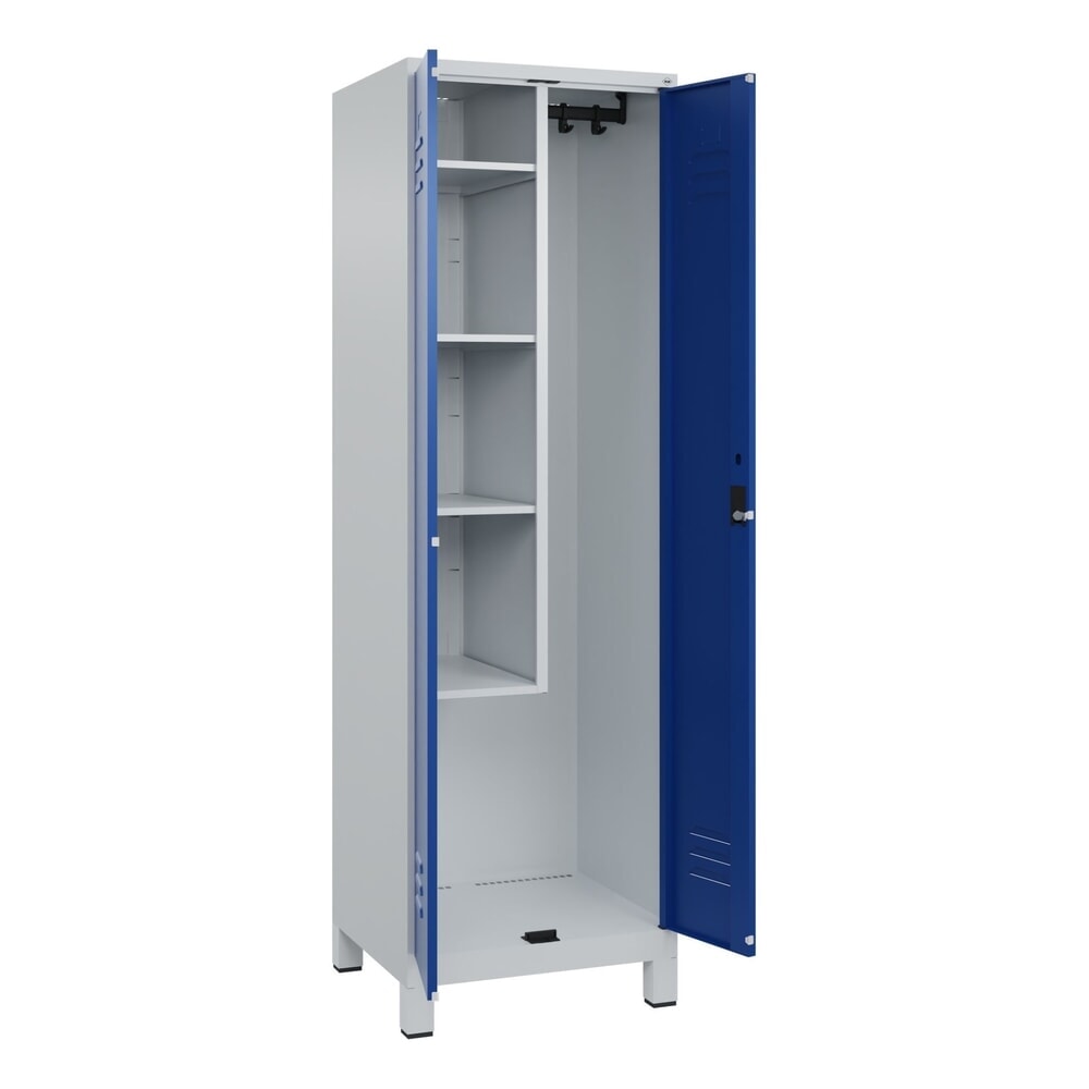 Produktabbildung Nr. 2: C+P Putzmittel-Spind Classic PLUS, Füße, 2 Abteile, HxBxT 1.950 x 600 x 500 mm, lichtgrau, enzianblau, Zylinderschloss