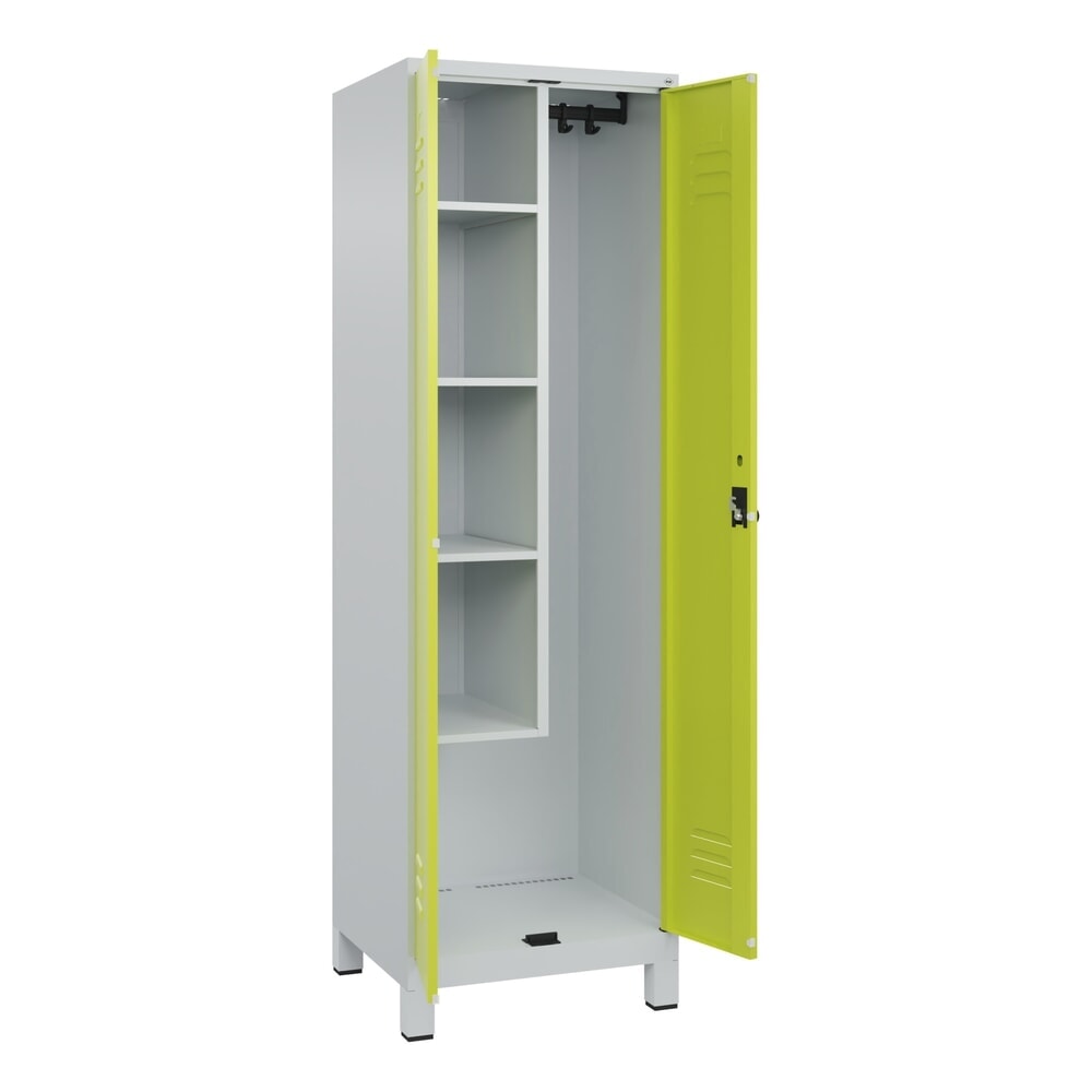 C+P Putzmittel-Spind Classic PLUS, Füße, 2 Abteile, HxBxT 1.950 x 600 x 500 mm, lichtgrau, clowngrün, für Vorhängeschloss Produktabbildung Nr. 1: C+P Putzmittel-Spind Classic PLUS, Füße, 2 Abteile, HxBxT 1.950 x 600 x 500 mm, lichtgrau, clowngrün, für Vorhängeschloss