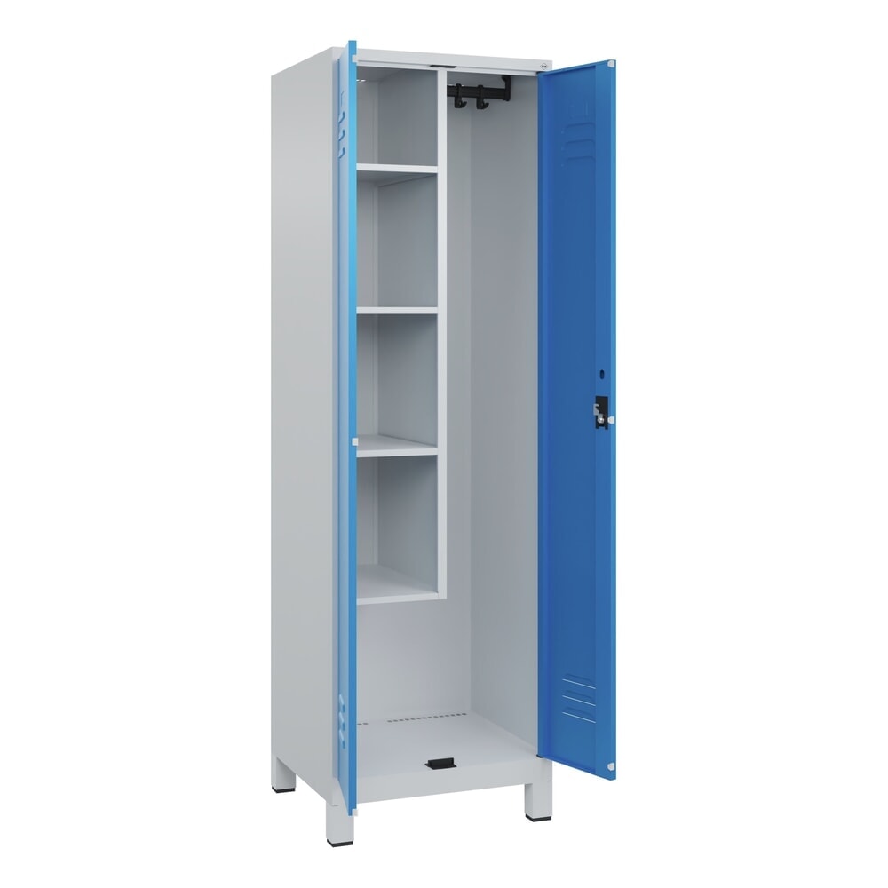 Produktabbildung: C+P Putzmittel-Spind Classic PLUS, Füße, 2 Abteile, HxBxT 1.950 x 600 x 500 mm, lichtgrau, lichtblau, Zylinderschloss