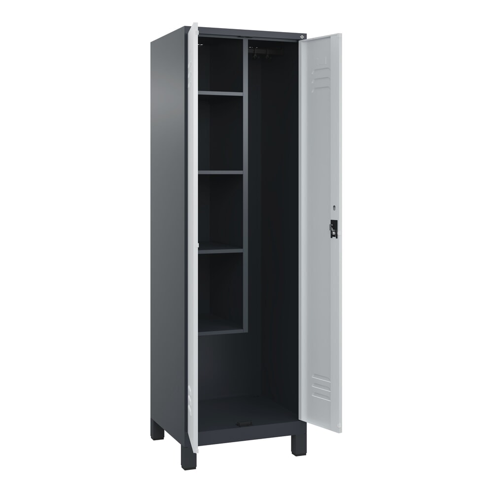 C+P Putzmittel-Spind Classic PLUS, Füße, 2 Abteile, HxBxT 1.950 x 600 x 500 mm, anthrazitgrau, lichtgrau, Zylinderschloss Produktabbildung Nr. 1: C+P Putzmittel-Spind Classic PLUS, Füße, 2 Abteile, HxBxT 1.950 x 600 x 500 mm, anthrazitgrau, lichtgrau, Zylinderschloss