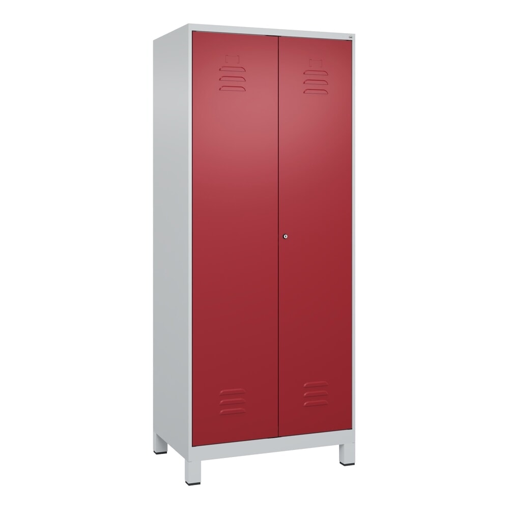 Produktabbildung Nr. 9: C+P Putzmittel-Spind Classic PLUS, Füße, 2 Abteile, HxBxT 1.950 x 800 x 500 mm, lichtgrau, rubinrot, Zylinderschloss