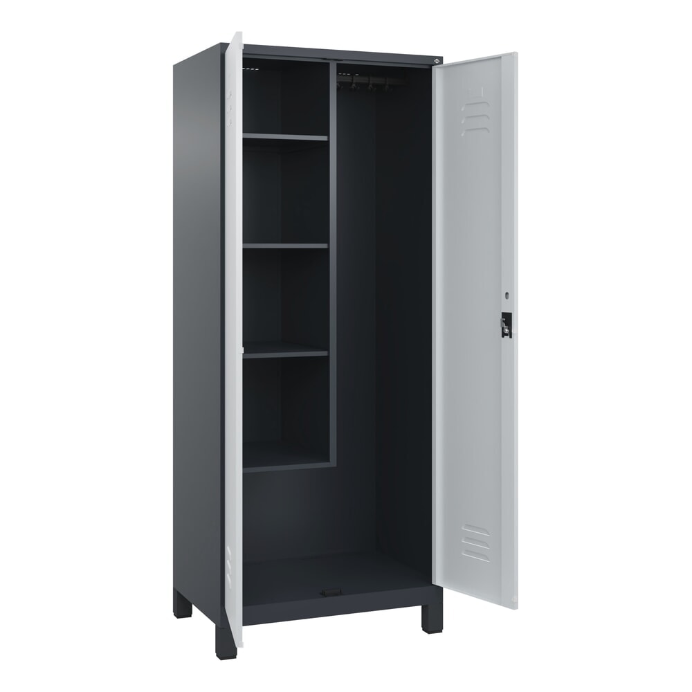 C+P Putzmittel-Spind Classic PLUS, Füße, 2 Abteile, HxBxT 1.950 x 800 x 500 mm, anthrazitgrau, lichtgrau, Zylinderschloss Produktabbildung Nr. 1: C+P Putzmittel-Spind Classic PLUS, Füße, 2 Abteile, HxBxT 1.950 x 800 x 500 mm, anthrazitgrau, lichtgrau, Zylinderschloss