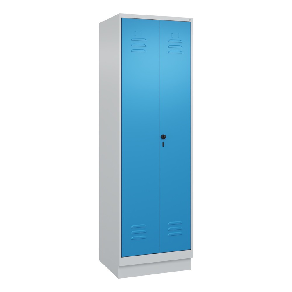 Produktabbildung: C+P Putzmittel-Spind Classic PLUS, Sockel, 2 Abteile, HxBxT 1.950 x 600 x 500 mm, lichtgrau, lichtblau, für Vorhängeschloss