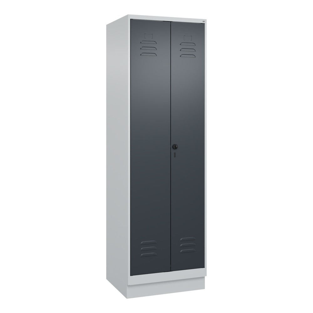 Produktabbildung: C+P Putzmittel-Spind Classic PLUS, Sockel, 2 Abteile, HxBxT 1.950 x 600 x 500 mm, lichtgrau, anthrazitgrau, für Vorhängeschloss