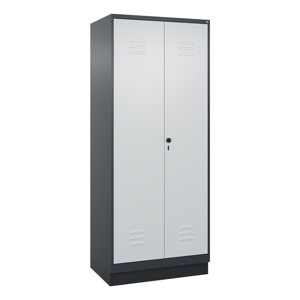 Produktabbildung: C+P Putzmittel-Spind Classic PLUS, Sockel, 2 Abteile, HxBxT 1.950 x 800 x 500 mm, anthrazitgrau, lichtgrau, für Vorhängeschloss