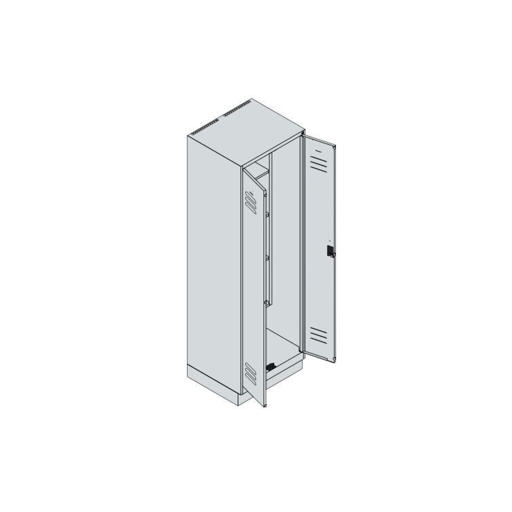 Produktabbildung Nr. 9: C+P Putzmittel-Spind Classic PLUS, Sockel, 2 Abteile, HxBxT 1.950 x 600 x 500 mm, lichtgrau, rubinrot, für Vorhängeschloss