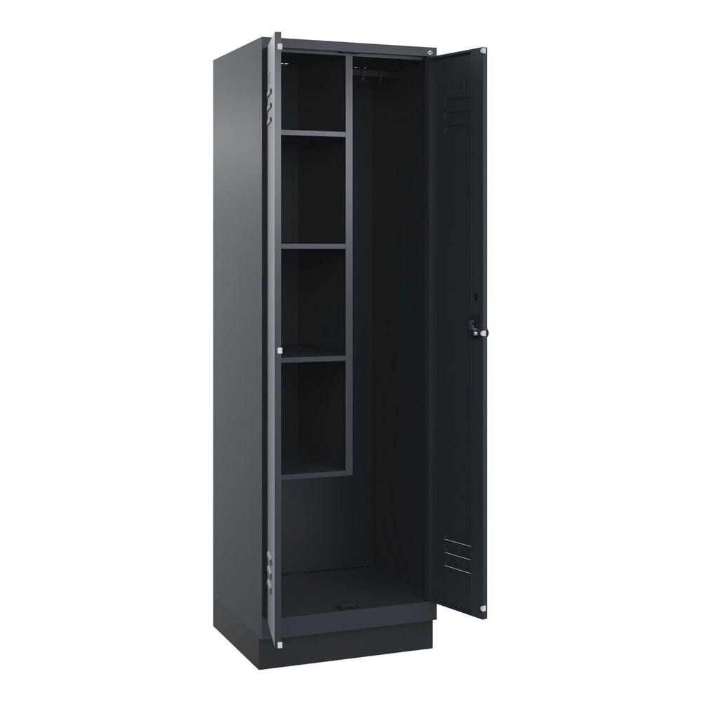 Produktabbildung Nr. 1: C+P Putzmittel-Spind Classic PLUS, Sockel, 2 Abteile, HxBxT 1.950 x 600 x 500 mm, anthrazitgrau, anthrazitgrau, für Vorhängeschloss