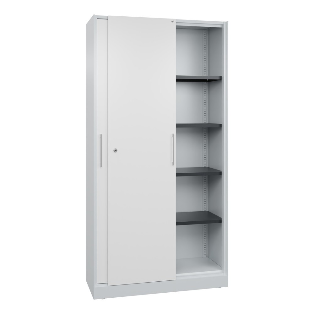 Produktabbildung Nr. 3: C+P Schiebetürenschrank Asisto, 5 OH, Breite 1.000 mm, lichtgrau, verkehrsweiß