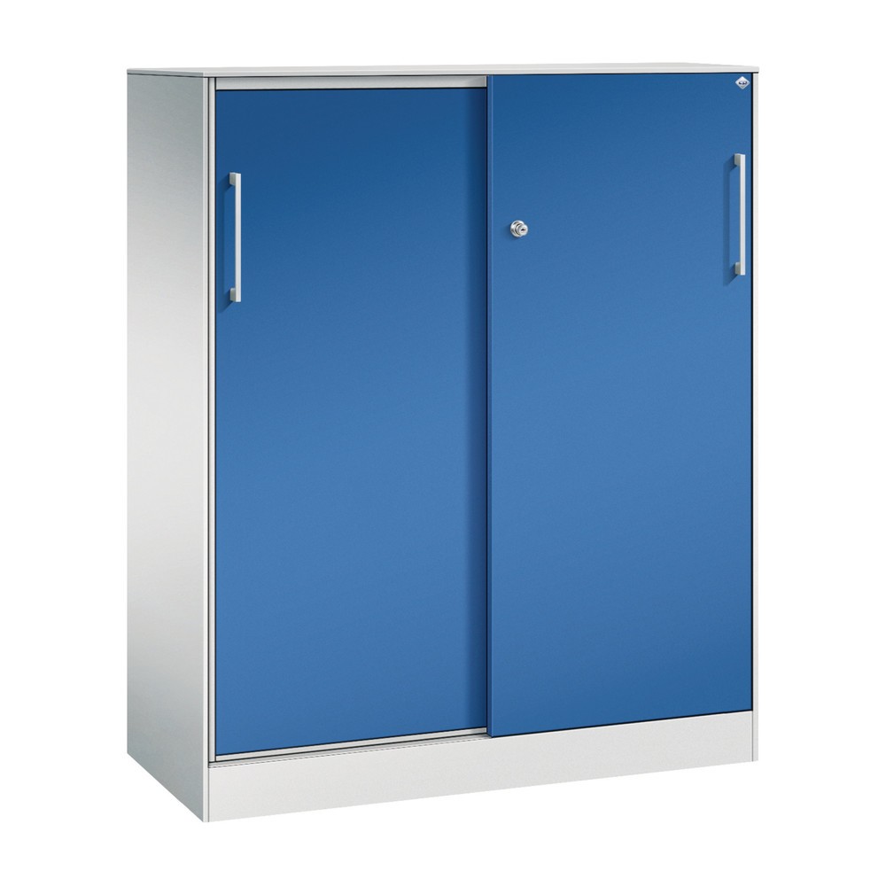 Produktabbildung Nr. 1: C+P Schiebetürenschrank Asisto, 3 OH, Breite 1.000 mm, lichtgrau, enzianblau