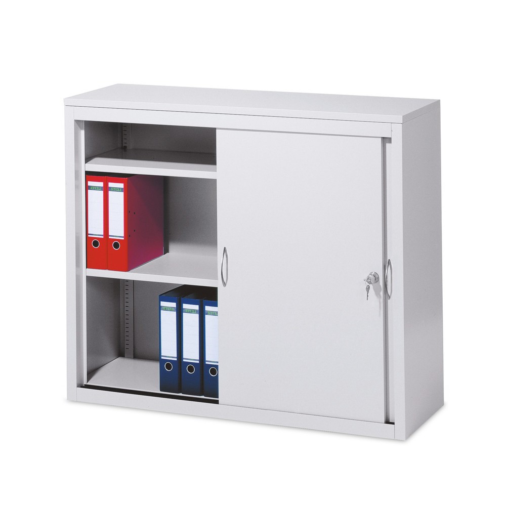 Produktabbildung: C+P Schiebetürenschrank, HxBxT 1.225 x 1.200 x 400 mm, lichtgrau, enzianblau, hellgrau