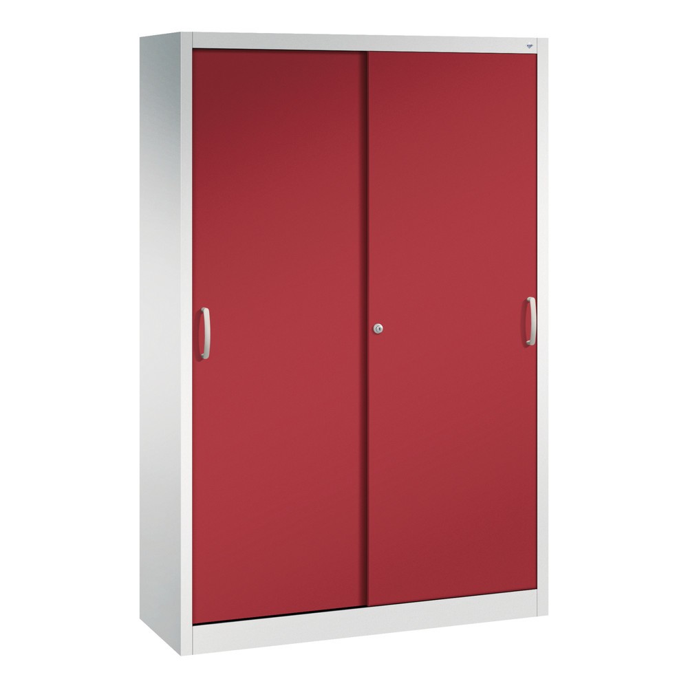 Produktabbildung: C+P Schiebetürenschrank, HxBxT 1.950 x 1.200 x 400 mm, lichtgrau, rubinrot