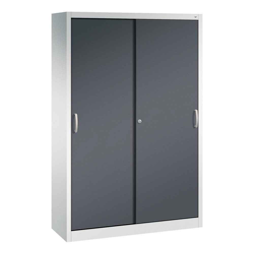 Produktabbildung: C+P Schiebetürenschrank, HxBxT 1.950 x 1.200 x 400 mm, lichtgrau, schwarzgrau