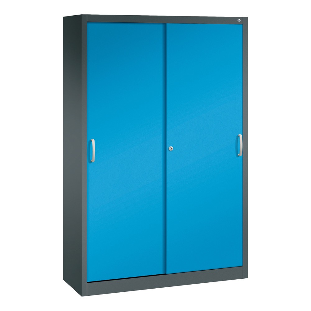 Produktabbildung: C+P Schiebetürenschrank, HxBxT 1.950 x 1.200 x 400 mm, anthrazitgrau, lichtblau