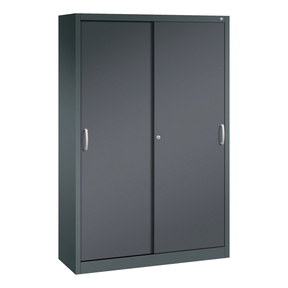 Produktabbildung: C+P Schiebetürenschrank, HxBxT 1.950 x 1.200 x 400 mm, anthrazitgrau, schwarzgrau