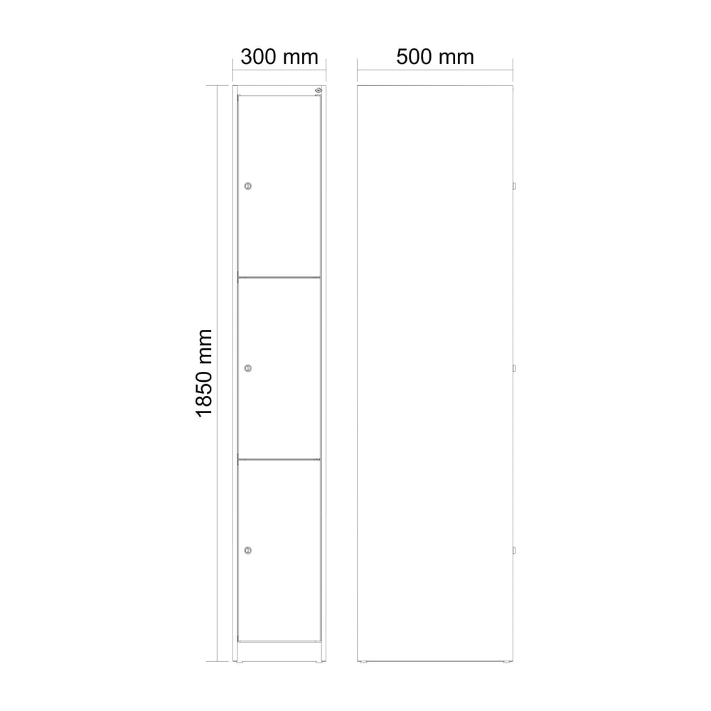Produktabbildung Nr. 5: C+P Schließfachschrank Classic PLUS, 1 Abteil, HxBxT 1.850 x 300 x 500 mm, lichtgrau, enzianblau, 3 Fächer, Zylinderschloss