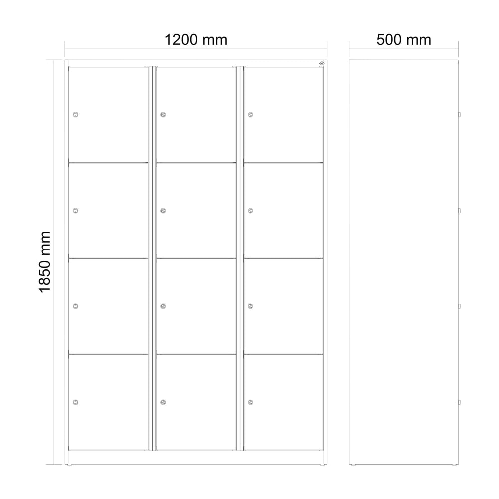 Produktabbildung Nr. 8: C+P Schließfachschrank Classic PLUS, 3 Abteile, HxBxT 1.850 x 1.200 x 500 mm, lichtgrau, lichtblau, 12 Fächer, Zylinderschloss