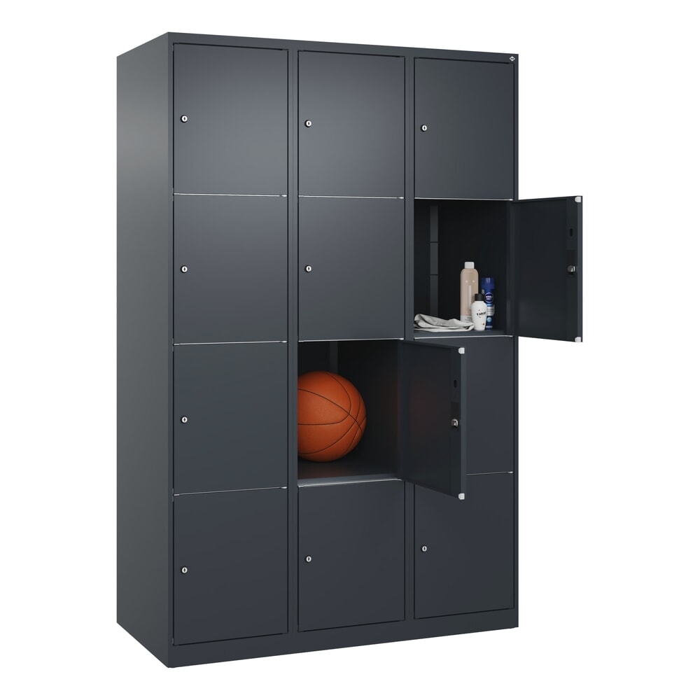 Produktabbildung Nr. 10: C+P Schließfachschrank Classic PLUS, 3 Abteile, HxBxT 1.850 x 1.200 x 500 mm, anthrazitgrau, anthrazitgrau, 12 Fächer, Zylinderschloss