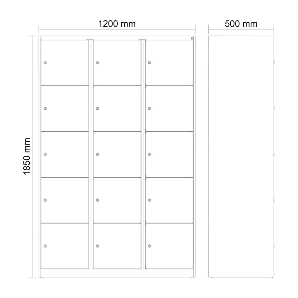 Produktabbildung Nr. 8: C+P Schließfachschrank Classic PLUS, 3 Abteile, HxBxT 1.850 x 1.200 x 500 mm, lichtgrau, clowngrün, 15 Fächer, Zylinderschloss