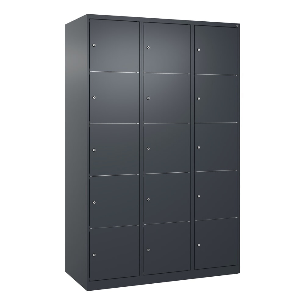 Produktabbildung Nr. 9: C+P Schließfachschrank Classic PLUS, 3 Abteile, HxBxT 1.850 x 1.200 x 500 mm, anthrazitgrau, anthrazitgrau, 15 Fächer, Zylinderschloss