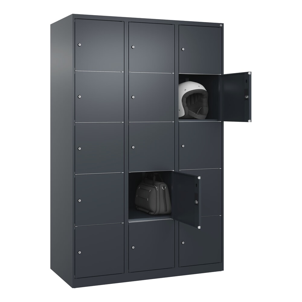 Produktabbildung Nr. 10: C+P Schließfachschrank Classic PLUS, 3 Abteile, HxBxT 1.850 x 1.200 x 500 mm, anthrazitgrau, anthrazitgrau, 15 Fächer, Zylinderschloss