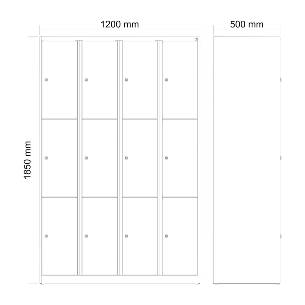 Produktabbildung Nr. 8: C+P Schließfachschrank Classic PLUS, 4 Abteile, HxBxT 1.850 x 1.200 x 500 mm, anthrazitgrau, anthrazitgrau, 12 Fächer, Zylinderschloss